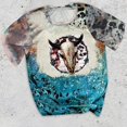 thumbnail image 1 of Pntutb Mujeres Hombres Western Leopard Blanqueado Estampado Manga Corta Cuello Redondo Camiseta tops Pntutb Pntutb-1312, 1 of 4