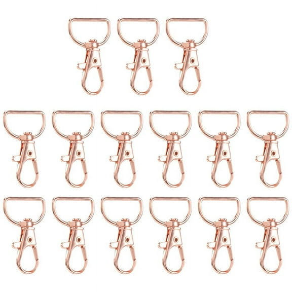 35Pcs Swivel Clasps Lanyard Snap Hooks Keychain Clip Hook Lobster Claw Clasp Metal with D Rings Rose Gold