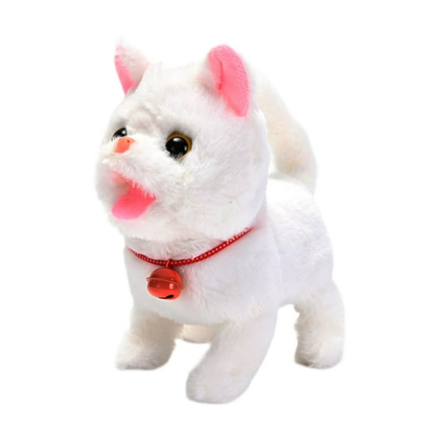 Juguete eléctrico de peluche para gato, peludo, para la hora de dormir, regalo de cumpleaños y vacaciones. blanco