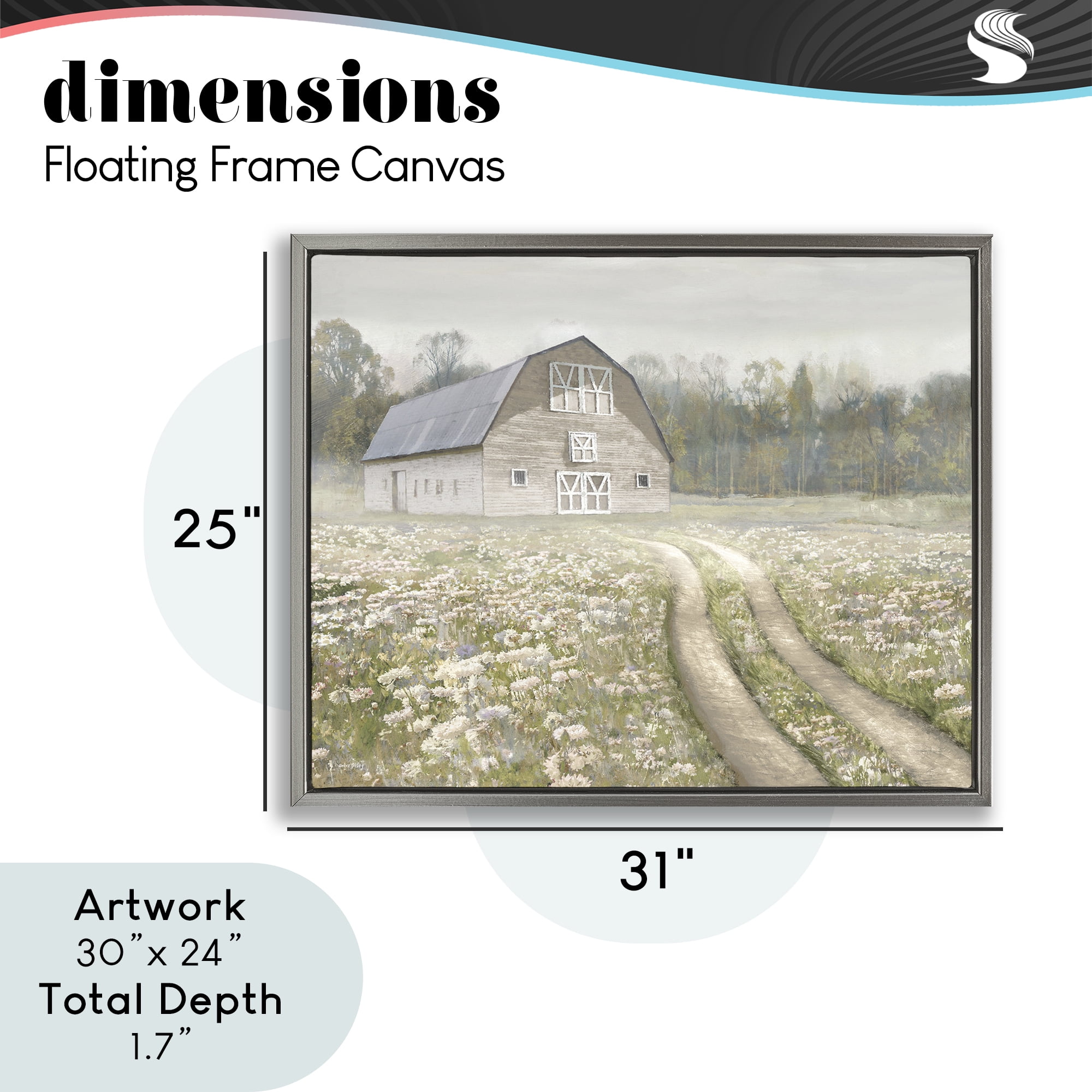 Stupell Industries Wildflower Delight Barn Gray Framed Floater Canvas Wall Art, design by Amber Sterling