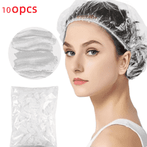Olurrisa 17.7" 100pcs Disposable Shower Caps, Large Plastic Clear Hair Cap Thick Extra Large and Thick Plastic Hair Caps Waterproof Bath Caps for Women
