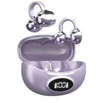 LACKUST Bone Conduction Open-Ear Clip-On True Wireless Earbuds, Bluetooth 5.4 Low Latency, Dual Mic Noise Cancelling, Purple