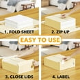 thumbnail image 3 of SpaceAid 3 Pack Bed Sheet Organizers and Storage Foldable Sheet Organizer for Linen Closet Sheets Set Folder Keeper with Window XL (Queen & King Size) Bedding Container (Beige 3 Pack), 3 of 5