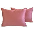 thumbnail image 1 of Funda de cojín lumbar de lujo HomeCentric, color rosa, paquete de 2, 35 x 65 cm (14" x 26"), funda de cojín rectangular lisa de satén, estilo moderno - Satén flameado rosa polvoriento, 1 of 5