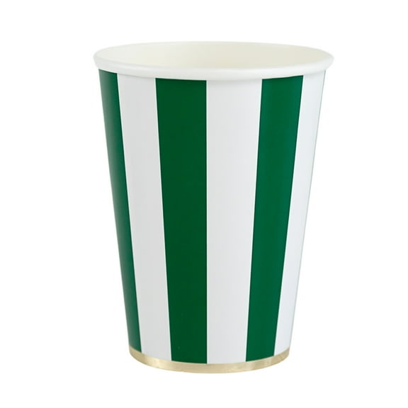 Emerald Green Signature Cabana Stripe Cups - 8ct