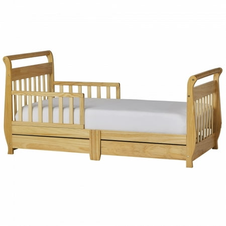 Dream on Me Sleigh Toddler Bed with Storage, Natural