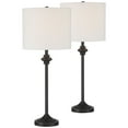 thumbnail image 2 of 360 Lighting Lynn 26" Tall Skinny Buffet Modern Table Lamps Set of 2 Black Metal White Shade Living Room Bedroom Bedside House, 2 of 8