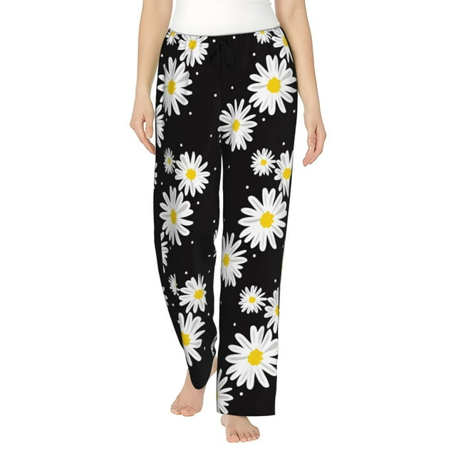 Balery Daisies Flowers Pantalones de pijama para mujer, pijamas ultraligeros, pantalones de estar por casa-Small