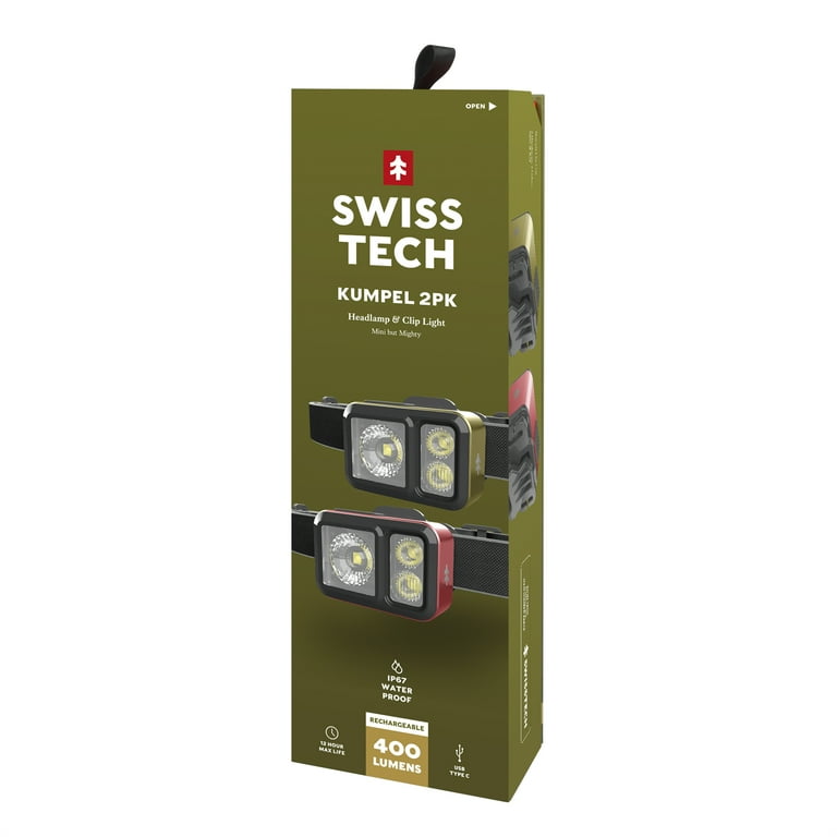 Swiss Tech Kumpel 400 Lumen Mini LED Headlamp, Waterproof, Red