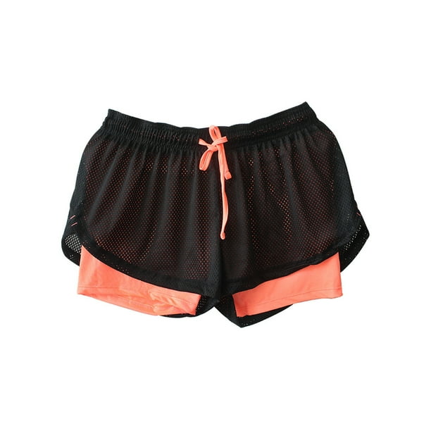 Innerwin Yoga Short Pants Elastic Waist Ladies Running Shorts Athletic  Quick Dry Casual Sport Mini Trousers Bright Orange M 