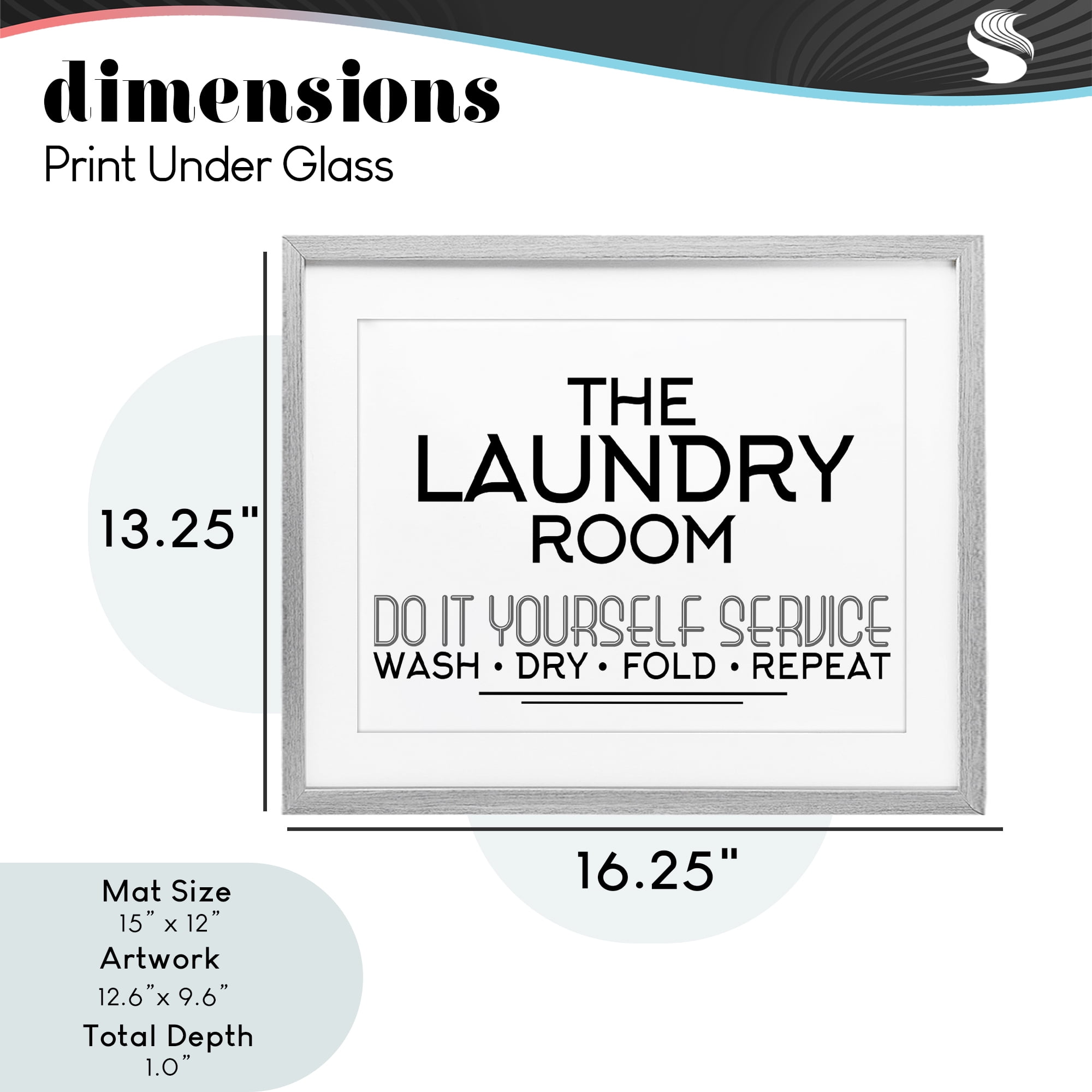 Do It Yourself Laundry Minimal Gray Framed Print Under Glass, design by Kim Allen