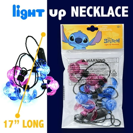 Disney Stitch Light Up Necklace 6 Bulbs on Card, Girls