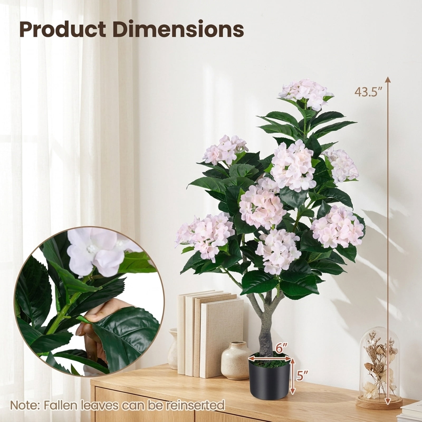Vebreda Artificial Plant Decor, 43.5" Artificial Hydrangea Tree 2-Pack, Bring Lifelike Beauty Indoors, Long-Lasting Build with Stable Base