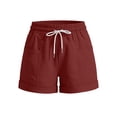 thumbnail image 4 of DISKEBUISS Women's Cotton Shorts High Waist Drawstring Short Pants with Pockets for Summer Daily Casual, 4 of 5