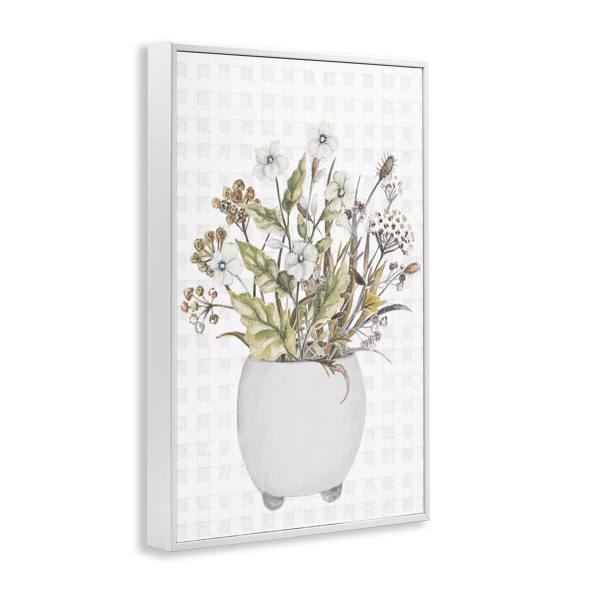 Stupell Industries Soft Potted Wildflowers Botanical & Floral Painting White Framed Art Print Wall Art, 12 x 18