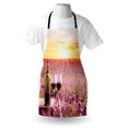 thumbnail image 3 of Wine Apron Bottle of Wine against Blossoming Lavender Landscape Country Meadow Picnic, Unisex Kitchen Bib Apron with Adjustable Neck for Cooking Baking Gardening, Lavander Yellow Green, by Ambesonne, 3 of 3