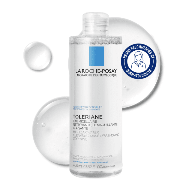 La Roche-Posay Toleriane Micellar Water, Gentle No-Rinse Cleanser with Glycerin for Sensitive Skin, 400mL