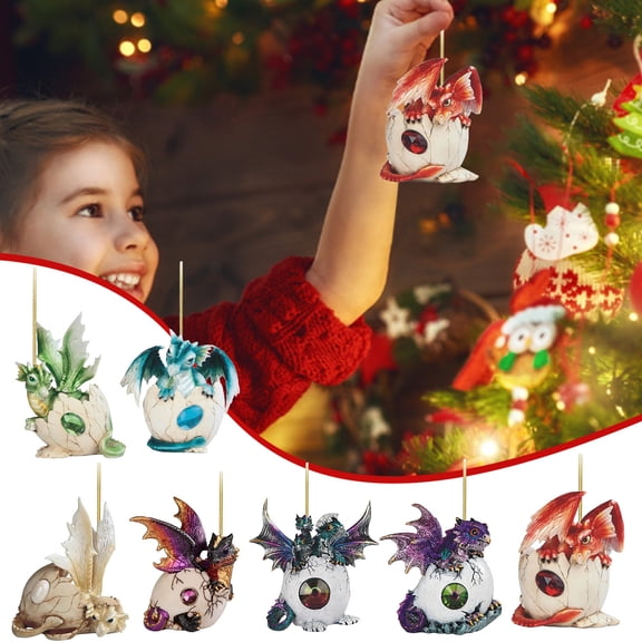 CoreLiving Dragon Christmas Ornaments, Dragon Ornaments for Christmas Tree, Unique Festive Gothic Holiday Decoration, Acrylic with Hanging Ropes, for Xmas Tree Decor Gift Souvenir, 3.14 Inches