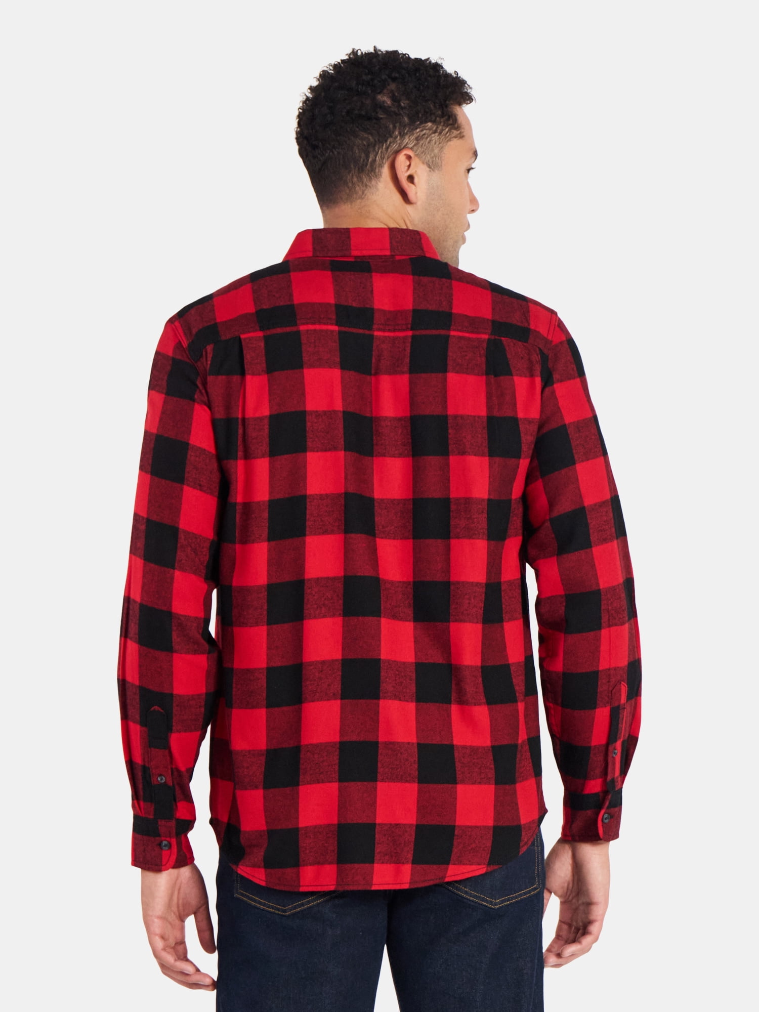George Men's & Big Men's Relaxed Fit Double Pocket Flannel Shirt, Sizes XS-3XLT