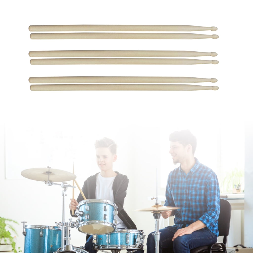 ANXPTIME 3 Pair 5A Maple/Nylon Drumsticks with Bag&Mute Stickers Simple Drum Sticks Percussion Accessories Drummer Gifts