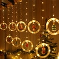 thumbnail image 1 of Morttic Christmas LED Hanging Lights, Xmas 3D Cartoon Curtain String Lights, Xmas Window Decor Fairy Lights, USB Powered, 2Pcs, 1 of 9