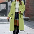 thumbnail image 2 of IROINNID Women's Mid-Long Trench coat Coat Solid Color Long Sleeve Loose Warm Coat Cardigan Winter Outerwear, Green, 2 of 8