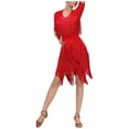 thumbnail image 4 of Zaldita Women's Layered Fringe Latin Tango Ballroom Prom Dress Asymmetrical Cocktail Dress Salsa Dancewear Red XL, 4 of 5