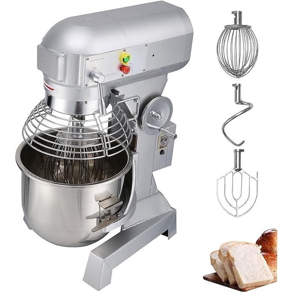 Garvee Commercial Food Mixer 30Qt 450W Electric Dough Blender 3Speed with Stainless Steel Bowl Dough Hook Flat Beater Whisk 3In1 Multifunctional Food Mixing Machine for Bakeries Restaurants