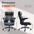 thumbnail image 3 of HomeZeer Big and Tall Office Chair 500lbs, High Back Executive PU Leather Desk Chair with Adjustable Lumbar Support, Flip-Up Arms, Heavy Duty Upgraded Rubber Wheels for Home Office, Black, 3 of 9