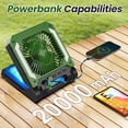 thumbnail image 5 of Veubew Camping Fan,Battery Operated Fan,20000mAh Rechargeable Personal Fan with Outdoor LED Light,Solar Charging,3 Speed,3 Timers Pivot 90°,Maximum Battery Life 16H for Office,Bedroom,Works, 5 of 9