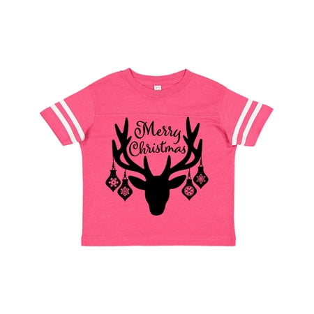 

Inktastic Merry Christmas Reindeer Antlers with Ornaments Gift Toddler Boy or Toddler Girl T-Shirt