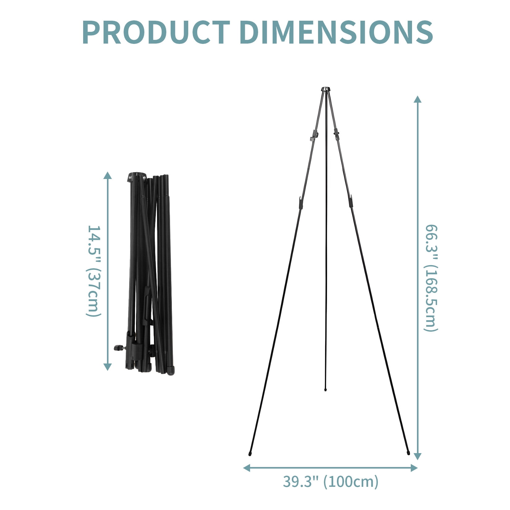 Gaderth 3-Pack Black Easel Stand for Sign, Folding Easels for Display, 66" Adjustable Portable Metal Display Easel with Tripod Base, Collapsible Sign Stand for Wedding Sign, Painting Canvas