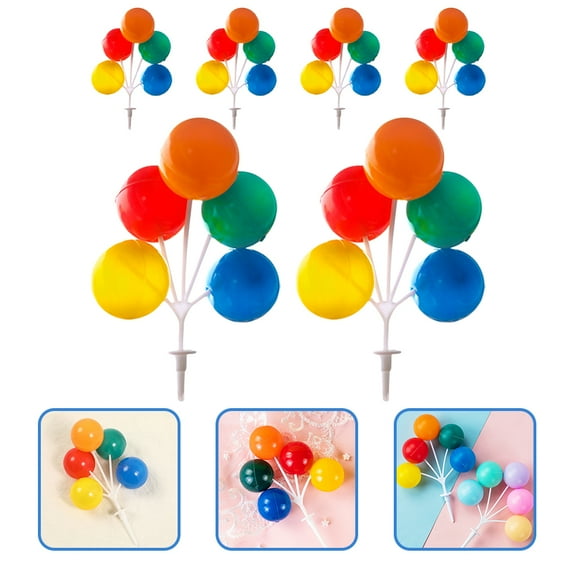 USHOBE Balloon Shape Cupcake Toppers Assorted Color 6Pcs 4.9x3.3x1.8In