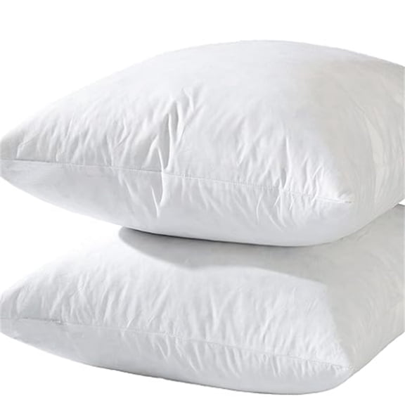 24x24 Euro Throw Pillow Inserts-Down Feather Pillow Inserts-Cotton Fabric-Set of 2-White.