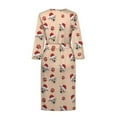 thumbnail image 4 of Yuyamidu Christmas Robe Xmas Dog Long Gowns for Women Pajama Sleepwear Ladies Kimono Dress Dog Paw Long Sleeve Bathrobe for Girls Teens Cute Nightgown Size 2XL, 4 of 7