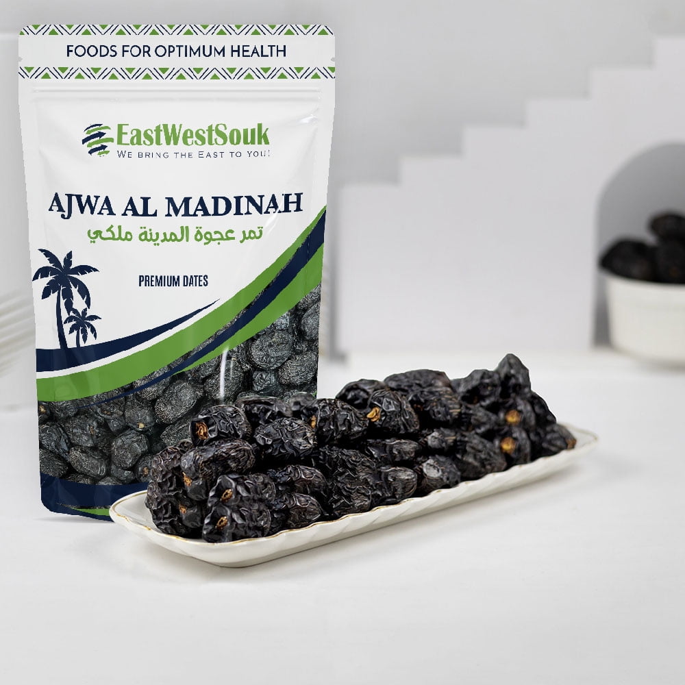 Premium Ajwa Al Madina Dates, Saudi Arabia 2.2lb Fiber-Rich Snack Dry Fruit