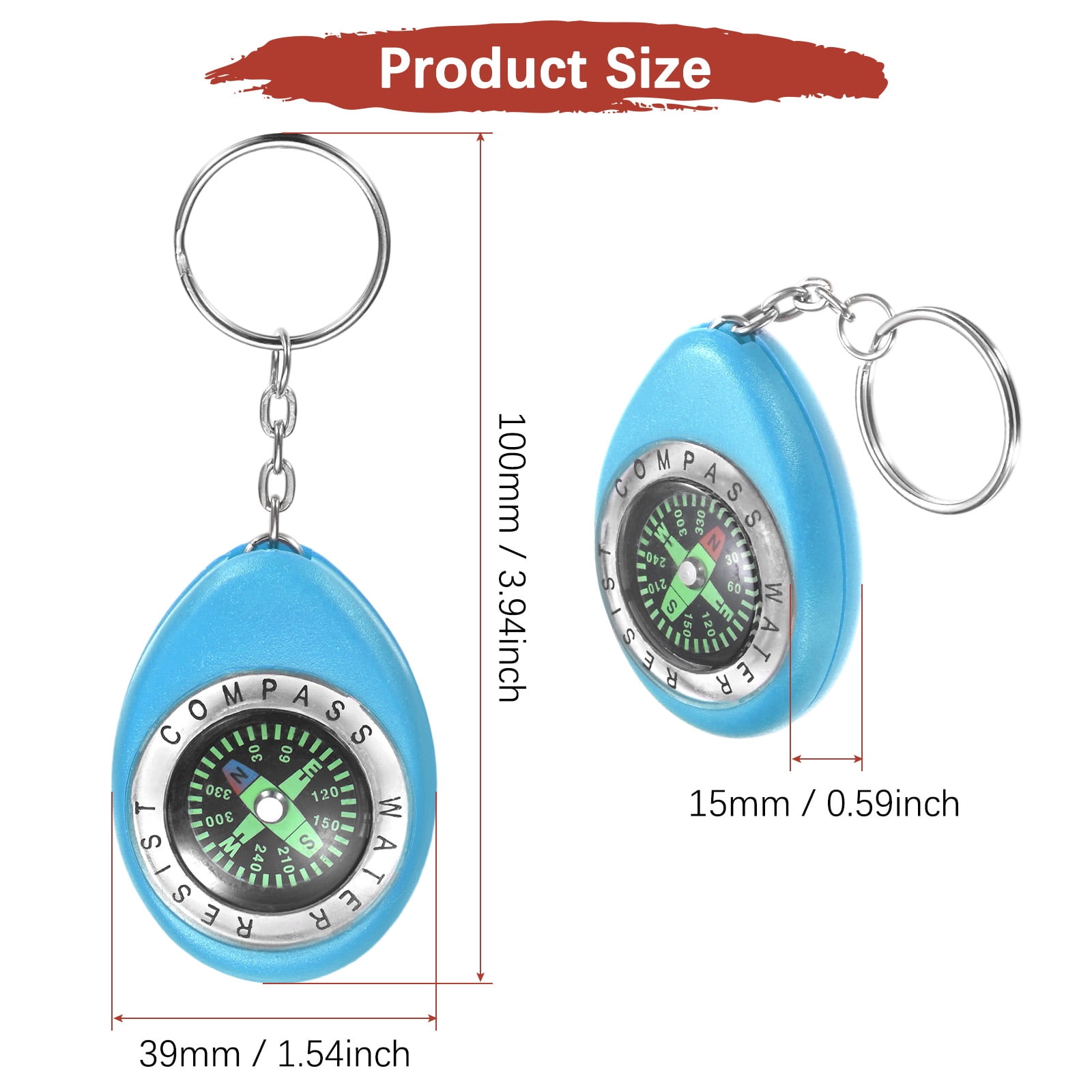 Keychain Compass [18PCS] - Survival Pocket Mini Compass Bulk with Key Ring for Hiking & Camping - [Blue]