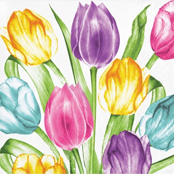 Trendy Tulips Paper Beverage Napkins 16 Per Pack