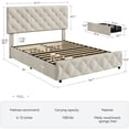 thumbnail image 2 of Ourlova Full Size Bed Frame with 4 Storage Drawers and Adjustable Headboard Linen Upholstered Platform Bed Frame Diamond Stitched Button Tufted No Box Spring Needed Beige, 2 of 7