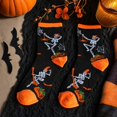 thumbnail image 6 of Unisex Ghost Skeleton Pumpkin Halloween Crew Socks, Soft Stretchy Breathable Mid‑Calf Socks, Novelty Printed Socks For Cosplay And Daily Wear,One Size, 6 of 7