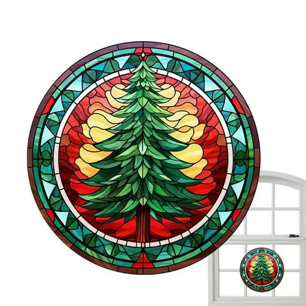 Calcomanías de ventana de árbol de Navidad, cubiertas de ventana estáticas de invierno, pegatinas de ventana de Navidad para ventana de vidrio