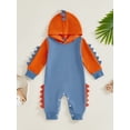 thumbnail image 2 of FEORJGP Toddler Baby Boys One-piece Rompers Hoodies 0 3M 6M 12M 18M Infant Long Sleeve Jumpsuits Dinosaur Shaped Contrast Color Bodysuits Kids Little te Funny Costume Clothes for Spring Fall, 2 of 9