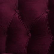 3 Piece La Rosa Chesterfield Tufted Velvet Sofa Set in Burgundy Red