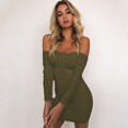 thumbnail image 1 of Articat Women Autumn Winter Bandage Dress Women 2022 Sexy Off Shoulder Long Sleeve Slim Elastic Bodycon Party Dresses VestidosL Gao Jinjia LED, 1 of 2