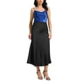 thumbnail image 2 of Falda Maxi de Satén para Mujer, Cintura Alta, Casual, Fiesta de Cóctel, Boda, Sirena, Larga, Color Negro, 2 of 6