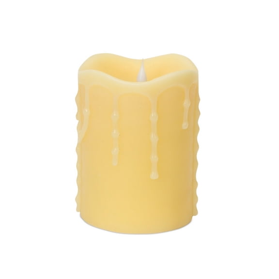 Melrose 5.25" Battery Operated Ivory Flameless LED Lighted Pillar Candle with Moving Flame