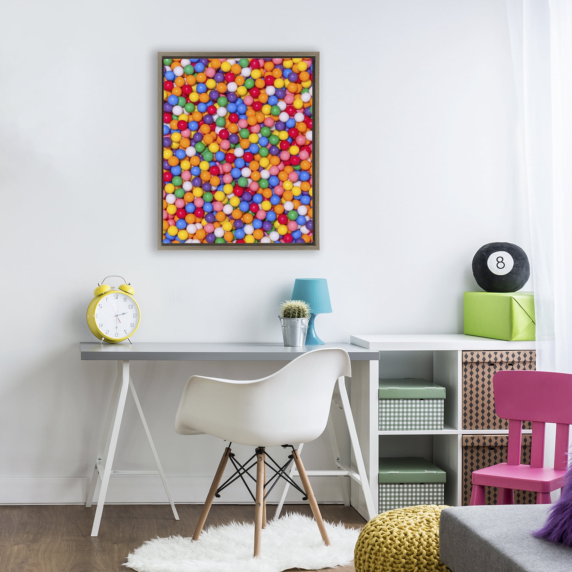 Stupell Industries Colorful Gumballs Close Up Brown Framed Floater Canvas Wall Art, design by LISH Creative