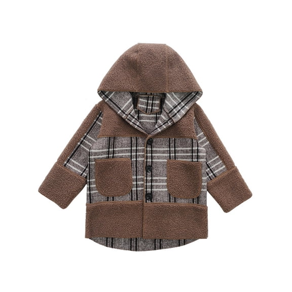 Beautyzll 2-14Y Toddler Baby Boys Winter Coat Kids Plaid Double Breasted over Coats Long Jackets for
