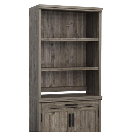 Sauder Aspen Post Engineered Wood Library Hutch in Pebble Pine/Brown Finish