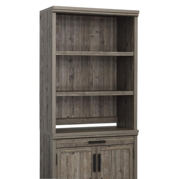 Sauder Aspen Post Engineered Wood Library Hutch in Pebble Pine/Brown Finish